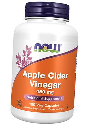 Яблучний оцет сидровий, apple cider vinegar 450, now foods 180вегкапс (72128030)