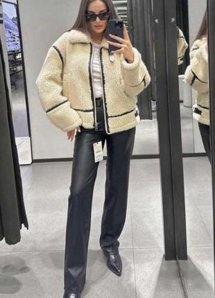 Шикарные брюки брюки брючины ровные кожаные прямые zara wide leg 90's high rise высокая посадка