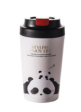 Термокружка panda с керамической колбой 380 мл черная