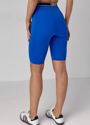 Велосипедные шорты женские с высокой талией - синий цвет, s (есть размеры)2 фото