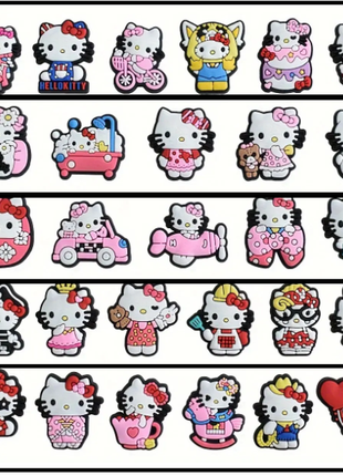 Набір з 5 шт прикрас hello kitty джибітсів для взуття крокс/сабо