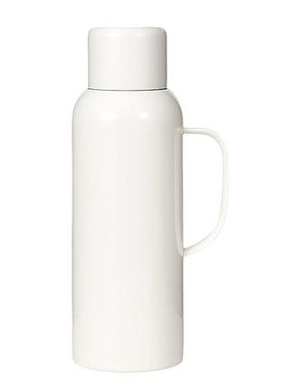 Термос с датчиком температуры на 820 мл с колбой из нержавеющей стали с ручкой белый vacuum