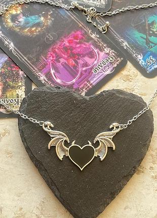 Модное креативное ожерелье вампира в форме сердца дьявола, сплава, капля, нектарин, сердце демона, ожерелье с кулоном, ожерелье