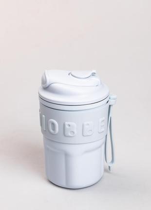 Термочашка chiobbe з трубочкою та ремінцем 450 мл блакитна