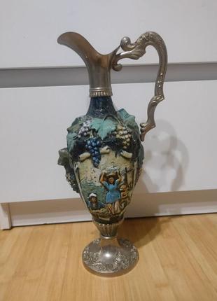 Вінтажний італійський розписаний вручну графін vietata cc art 2598 для вина 
висота 31 см