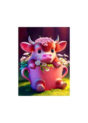 Картина по номерах, мила корівка, розмальовка, картина