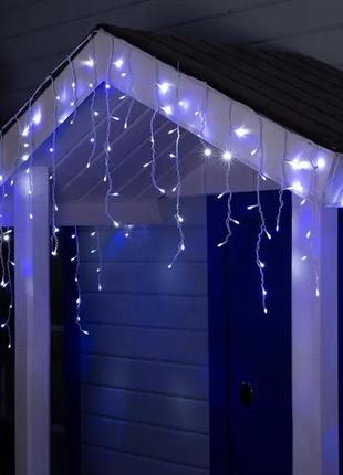 Новогодняя праздничная гирлянда бахрома 120 led прозрачный провод 3х0.5 м
