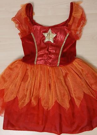 Яркое красное платье костюм звезда на 3-4 года