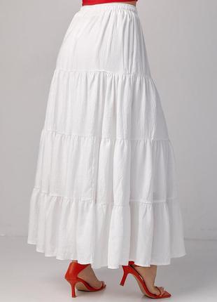 Длинная юбка с воланами - молочный цвет, m (есть размеры)2 фото