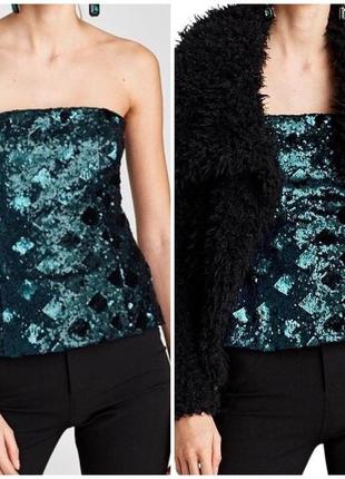 Топ бандо в паєтки кроп топік корсетний zara