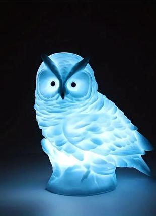 Світильник нічник сова для освітлення кімнати синій