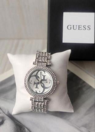 Наручний жіночий годинник guess silver зі стразами