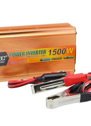 Інвертор перетворювач напруги ukc power invertor 12v-220v 1500w, gold