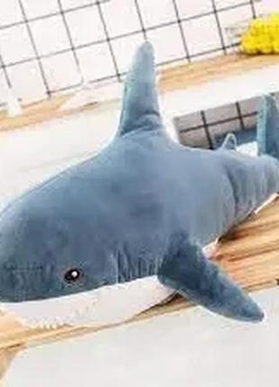 Дитяча м'яка плюшева антистрес іграшка-подушка обіймашка shark doll "акула" 60 см6 фото