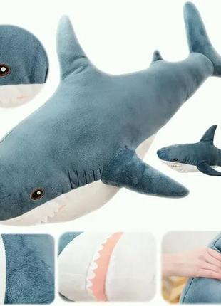 Детская мягкая плюшевая антистресс игрушка-подушка обнимашка shark doll "акула" 60 см