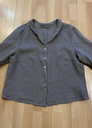 Суперстильна брендова льняна блузка на гудзиках4 фото