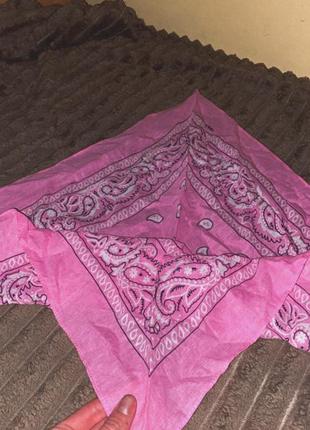 Розовая бандана платок женский универсальный2 фото
