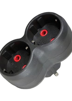 Розетка двойник с заземлением a202в, 2р+pe, 16а black, q14