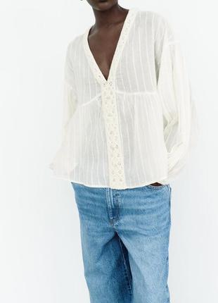 Блуза жіноча біла з окантовкою zara new