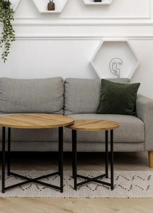 Столик кофейний приставной из дсп размер m+s лофт, прикроватный столик чайный стильный черный дуб