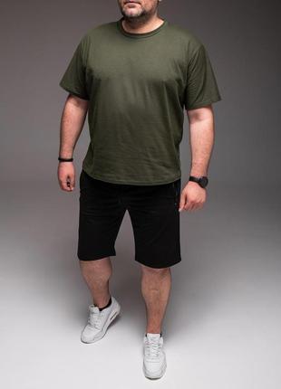 Чоловічий костюм футболка + шорти батал хакі