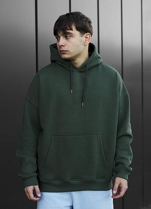 Однотонне тепле худі staff khaki basic oversize fleece