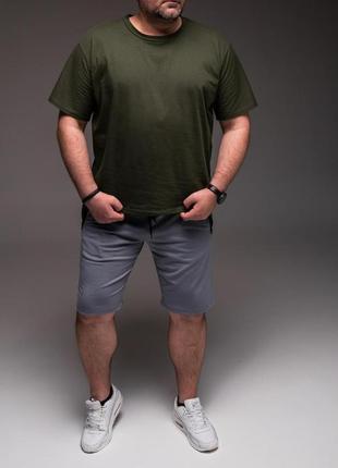 Чоловічий костюм футболка + шорти батал хакі