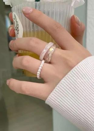 Набір 3 кільця намистини тренд прозорі