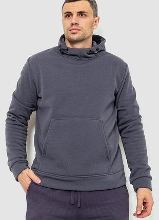 Худі чоловіче на флісі з капюшоном, колір сірий, 214r022-1 xl, xl, 50