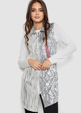 Платье на молнии в комплекте с лонгсливом, цвет серо-молочный, 247r16959