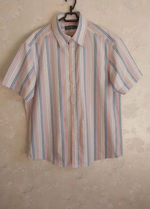 Мужская рубашка marks &amp; Spencer l 48р., в полоску, хлопок