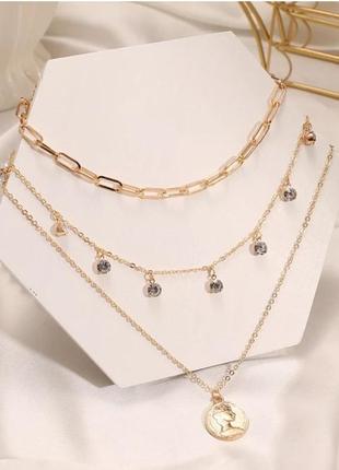 Ланцюжок цепочка чокер підвіска ожерелье многослойное багатошарове чокер