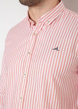 Рубашка мужская в полоску, цвет молочно-розовый, 247r457