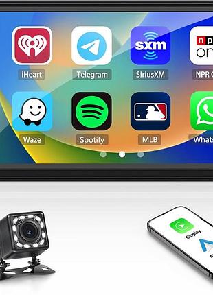 Автомобільна стереосистема double din з carplay android auto bluetooth з камерою заднього огляду мультимедійний