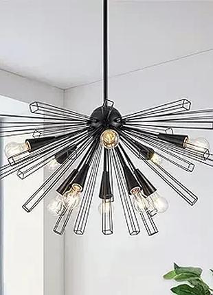 Современная черная люстра оyipro на 10 ламп, светильник starburst для гостиной, столовой, спальни, кухни, про