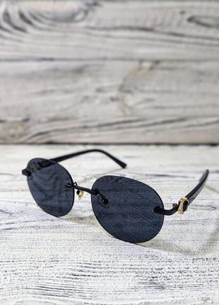 Сонцезахисні окуляри жіночі, овальні, чорні в металевій оправі (без бренда)