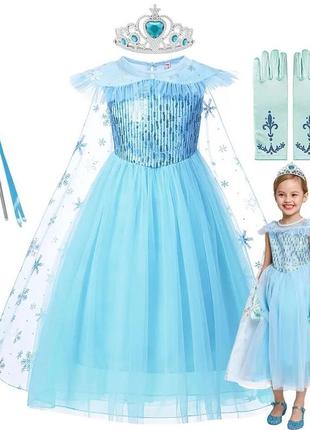 Платье эльзы длинное голубое  frozen фрозен