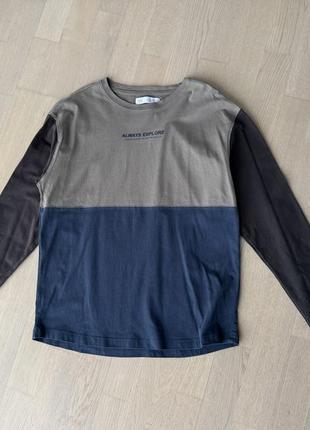 Zara 100% хлопок реглан лонгсливая футболка с длинными рукавами