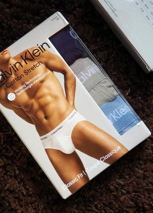 - 40% | calvin klein cotton stretch hip brief мужские трусы слипы 3-pack оригинал