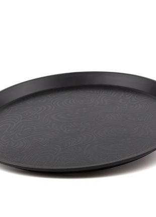 Поднос круглый черный с рисунком 35 см