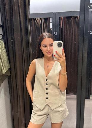 Льняной костюм zara