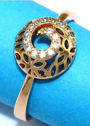 Кольцо xр. позолота 18к. камни: белый циркон. ширина: 10 мм. есть 16р. 17р. 18р.