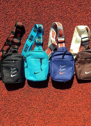 Сумка nike mini bag swoosh / черная барсетка найк / спортивная сумка через плечо / мужская бананка / женская маленькая сумка / месенджер найк