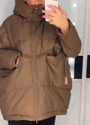 Шикарная куртка пуховик оверсайз бохо люкс качество,ог 140+-