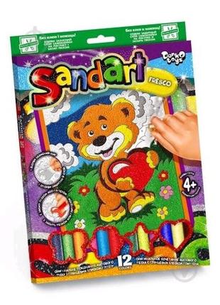 Фреска з піску та глітеру sandart 02-09 ведмедик з серцем  тм dankotoys