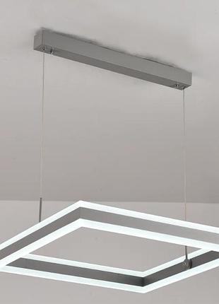 Світлодіодна люстра квадрат з пультом stella 100w-s-app- 500x500x1200-grey/white-220-ip20