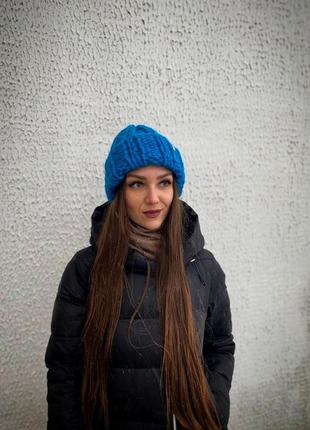 Шапка,шапка ручної роботи,об'ємна шапка,в'язана шапка,зимова,тепла 3