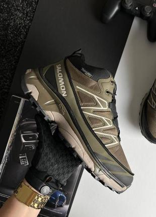 Зимние водонепроницаемые термо кроссовки salomon xt-6 khaki brown fur утепленные на меху