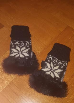 Мітенки, рукавички з хутром