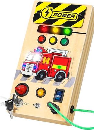 Деревянная развивающая игрушка монтессори ophy busy board toy от 1 года "пожарная машина"